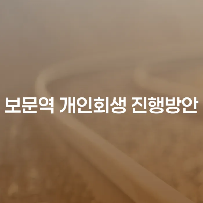 보문역 개인회생 진행방안